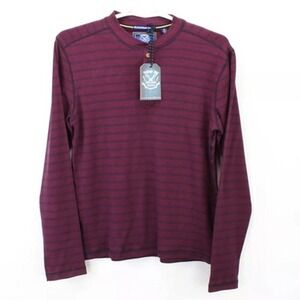 Vintage 1946 Henley Shirt Size M Medium Men's Purple Blue Stripe Long Sleeve